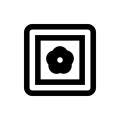 Poster - Black and white square design featuring a flower shape within a square frame with rounded corner details