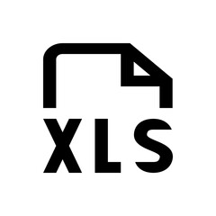 Fototapete - Illustration of a black xls file format icon with a folded corner on a white background in simple style