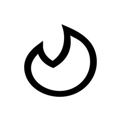 Poster - Illustration of a stylized flame with a bold outline against a white background creating a simple logo design