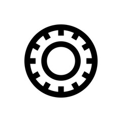 Poster - A single black gear icon with a circular center and evenly spaced teeth around the outer edge design element