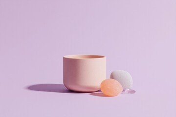 Poster - capture minimalistic still life setup featuring various small objects on solid colored background