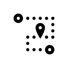 Poster - Illustration of a map with a location pin surrounded by dots forming a path between two circular points