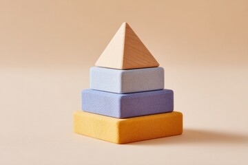 Poster - children toy pyramid on light background