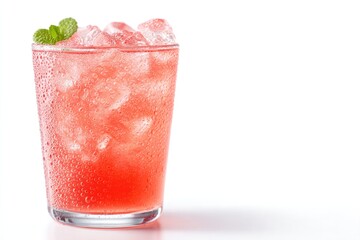 Poster - minimalistic image of refreshing beverage with condensation elegantly isolated on pristine white bac