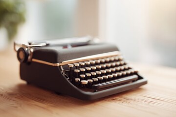 Poster - vintage typewriter on wooden desk