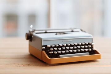 Poster - vintage typewriter on wooden desk