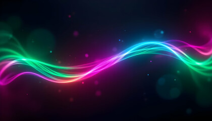 Poster - Colorful Gradient Waves of Light in Green, Black, and Magenta Background