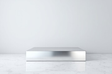 Poster - empty podium with mirror surface capturing reflections beautifully