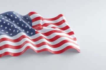 Aufkleber - day usa minimalistic flag gently waving on solid white background