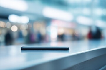 Aufkleber - minimalistic photo showcasing sleek modern electronics with people blurred in background creating dynamic and tech-centric