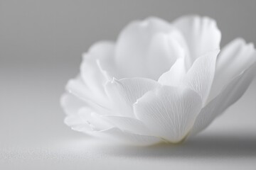 Aufkleber - monochrome close-up of solitary rose petal on pristine white table