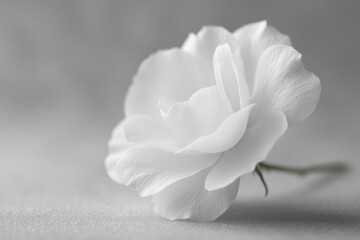 Aufkleber - monochrome close-up of solitary rose petal on pristine white table