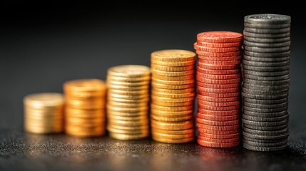 Poster - Stack of coins symbolizing economic growth and financial stability with a focus on investment and wealth accumulation