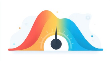 Poster - Colorful clock with rainbow wave depicting price reaction velocity heatmap icon concept in financial analysis
