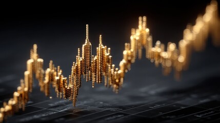 Poster - city made of gold representing ai-enhanced fibonacci structure annotation engine concept for economi