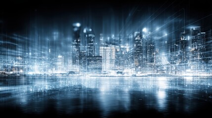 Fototapete - Ai-enhanced precision entry pulse tracker icon concept featuring a city at night illuminated by vibrant city lights