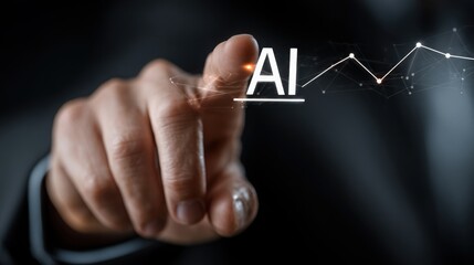 Fototapete - Ai-enhanced pullback legitimacy scoring engine icon concept depicting a hand touching a line of a graph for analysis
