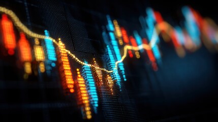 Poster - Detailed stock market chart illustrating fluctuations and trends in financial markets for investor analysis and strategy