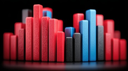Poster - Colorful group of red and blue blocks symbolizing ai-guided pullback reaction score index concept rank in finance