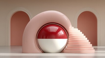 Poster - Abstract design featuring a pink and white object representing ai-guided pullback reaction score index concept rank