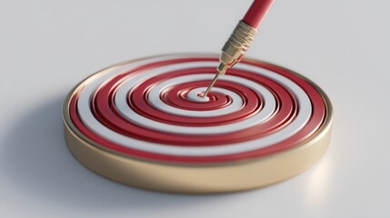 Poster - Red and white with a pencil in the center symbolizing focus and precision in financial goal setting and planning