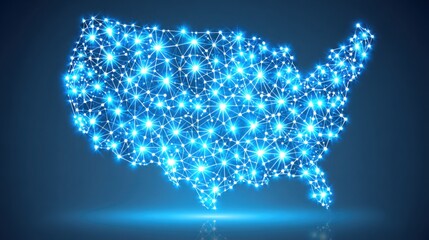 Poster - the united states map set against a blue background for an ai-automated economic complexity visualiz