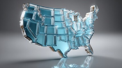 Poster - glass map of the united states representing ai-based domestic demand predictor for economic analysis