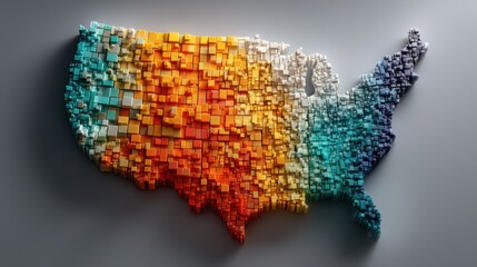 Poster - detailed map of the united states for government trust index analysis and representation of geograph