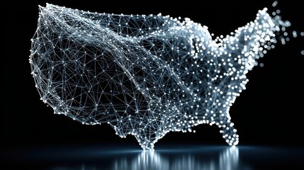 Poster - Usa map illustrated with a network of dots demonstrating policy responsiveness index across different states and regions