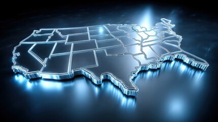 Poster - Artistic representation of the united states map highlighting resource-to-income efficiency and financial overview icon