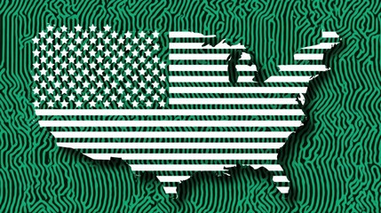 Poster - the united states illustrated with the american flag in a map format featuring ai-inferred financial