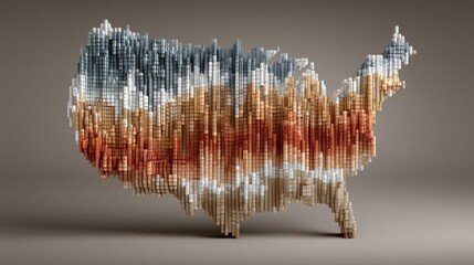 Poster - detailed map of the united states featuring macroeconomic sentiment barometer icon concept for econo