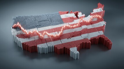 Poster - the united states map with american flag symbolizing national identity and macroeconomic sentiment b