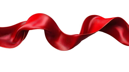 Poster - Elegant and Flowing Red Satin Ribbon in a Beautiful Curved Formation Perfect for Artistic Displays