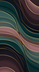 Poster - Luxurious Abstract Background Fluid Waves Gold Accents Dark Hues