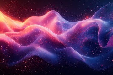 Fototapete - Vibrant abstract waves of color and light create a mesmerizing digital landscape filled with depth and movement