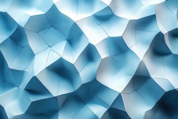 Poster - Complex textures in blue tones create a vivid abstract landscape with layered facets and shadows