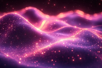 Fototapete - Vibrant waves of abstract light create a mesmerizing installation in a digital art space at night