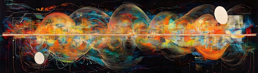Poster - Abstract representation of intertwined worlds.