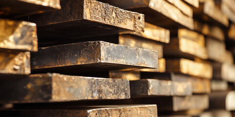 Poster - Beryllium metal ingots stacked in industrial setting Generative AI