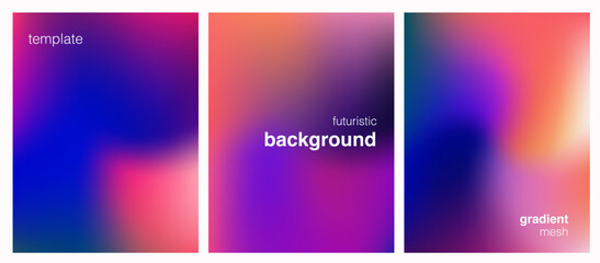 Fototapete - Vector illustration features a modern blurry gradient mesh style, with soft transitions of pink, blue, and orange hues. Popular abstract and minimalist trend for backgrounds and design.