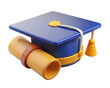 © sajida - 3d graduation cap and diploma on transferring background