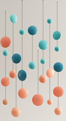 Poster - Minimalist Background with Colorful Hanging Spheres Abstract 3D Rendering