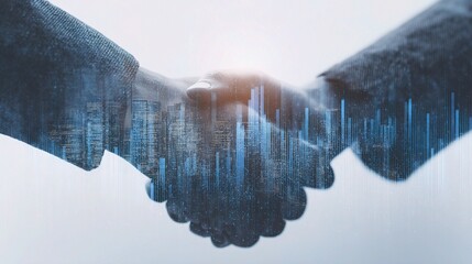 Poster - Investors Handshake with Money Graphs Symbolizing Business Partnership