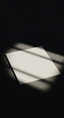 Poster - Minimalist White Square Card Mockup with Window Shadows on Dark Background