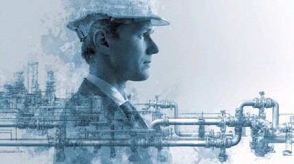 Poster - Portrait of a Water Treatment Plant Manager Overseeing Operations