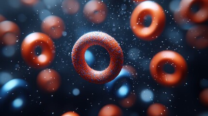 Fototapete - Abstract orange rings background