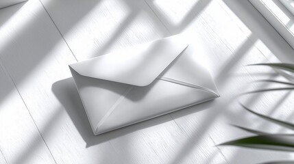 Poster - White envelope on light wooden surface