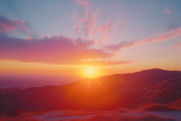 Poster - Breathtaking Los Angeles sunset transitions into night with vibrant colors over hills, Los Angeles Epic Sunset Day to Night Timelapse Video from Ascot Hills