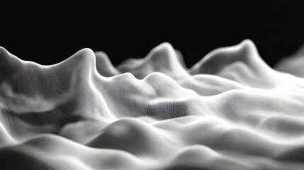 Fototapete - Abstract grayscale digital landscape with textured peaks.